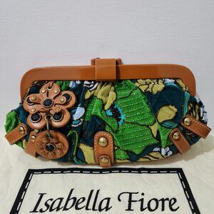 ISABELLA FIORE FLORAL STUDDED BEADED HANDBAG/CLUTCH